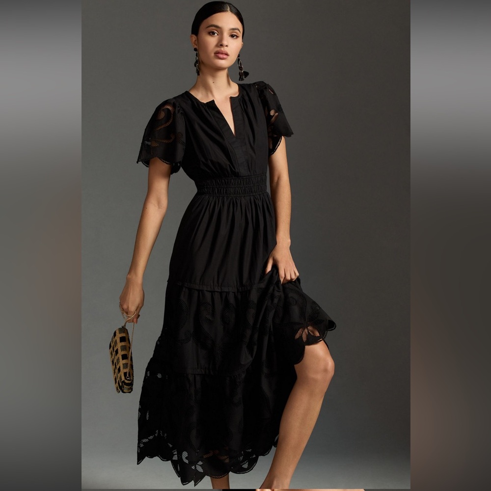 Anthropologie Somerset Maxi Dress — Cutwork Edition — Black — Size Medium